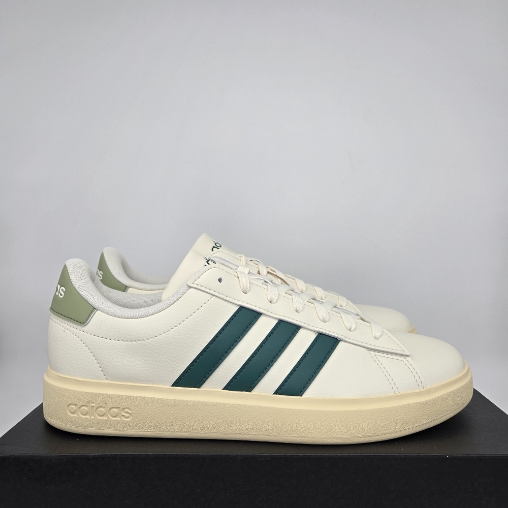 Adidas Men's Grand Court 2.0 JS1736 Off White Collegiate Green Shoes Size 13 New - Picture 3 of 8